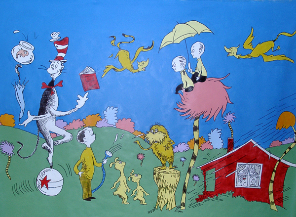 All Kids Murals - Dr. Seuss Mural with characters from The Cat in the ...